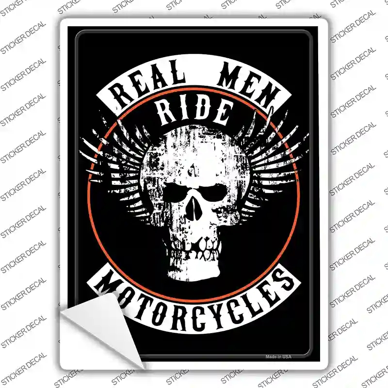 P-1756s-L Real Men Ride Motorcycles Novelty Rectangle Sticker Decal - Large