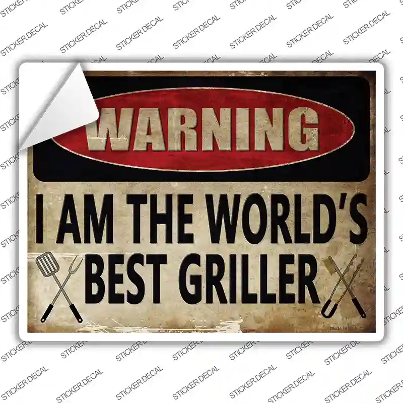 P-1790s-XL The Worlds Best Griller Novelty Rectangle Sticker Decal - Extra Large