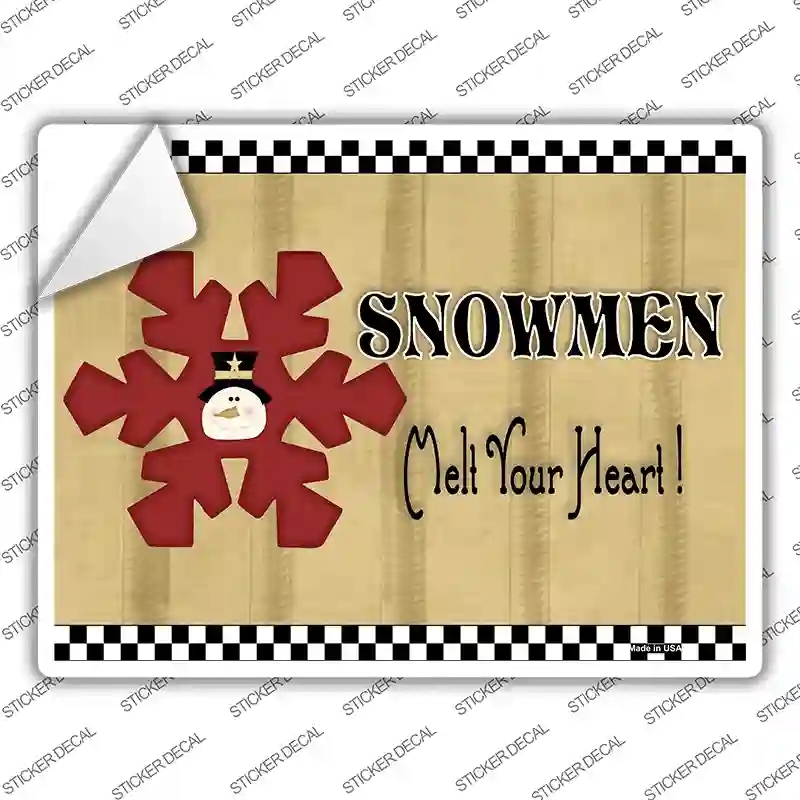 P-200s-L Snowflake Snowmen Novelty Rectangle Sticker Decal - Large