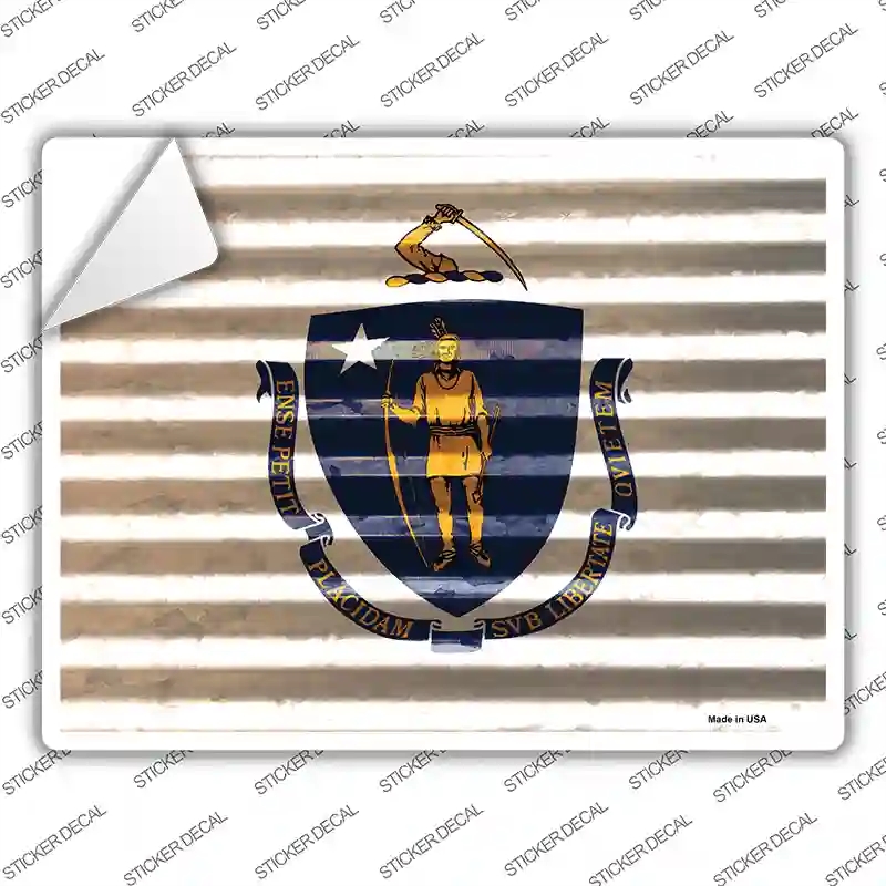 P-2335s-S Massachusetts Flag Novelty Rectangle Sticker Decal - Small