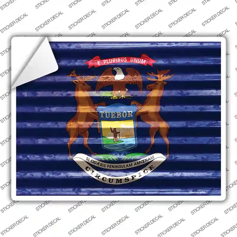 P-2336s-L Michigan Flag Novelty Rectangle Sticker Decal - Large