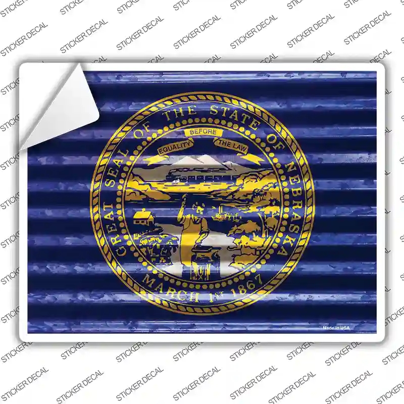 P-2341s-L Nebraska Flag Novelty Rectangle Sticker Decal - Large
