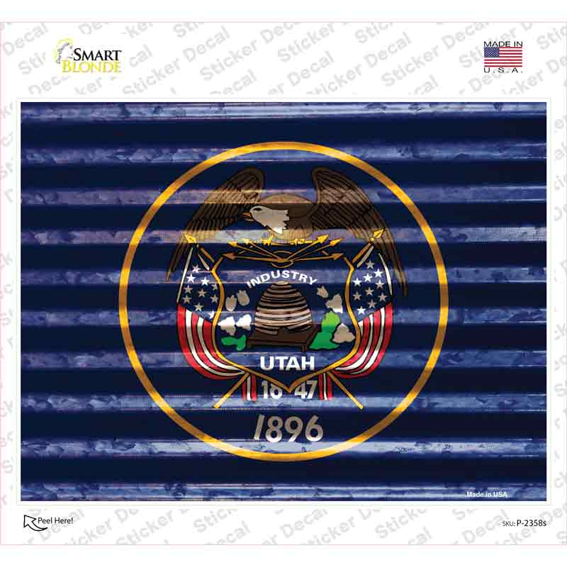 P-2358s-M Utah Flag Novelty Rectangle Sticker Decal - Medium