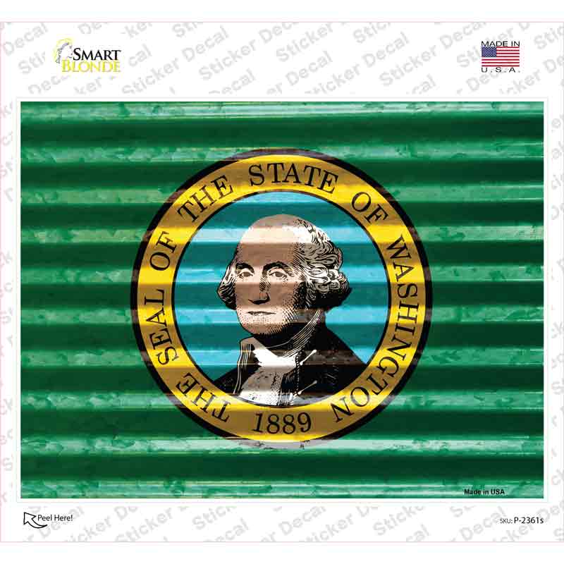 P-2361s-M Washington Flag Novelty Rectangle Sticker Decal - Medium