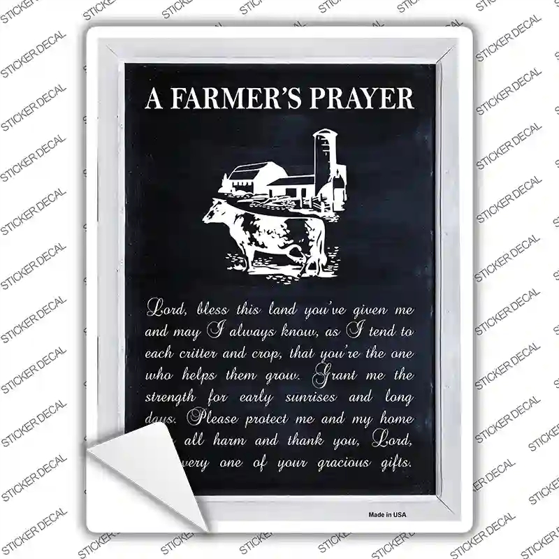 P-2405s-S A Farmers Prayer Novelty Rectangle Sticker Decal - Small