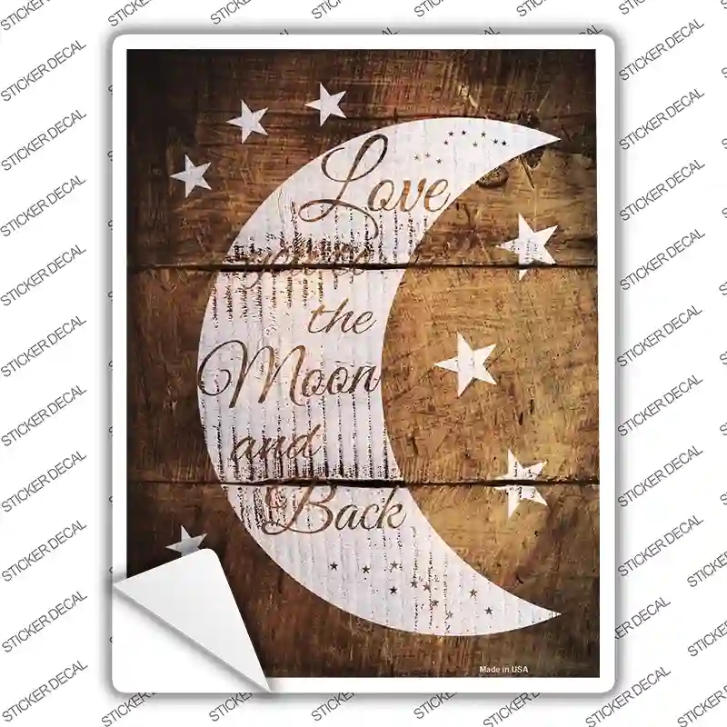 P-2426s-L The Moon & Back Wood Novelty Rectangle Sticker Decal - Large