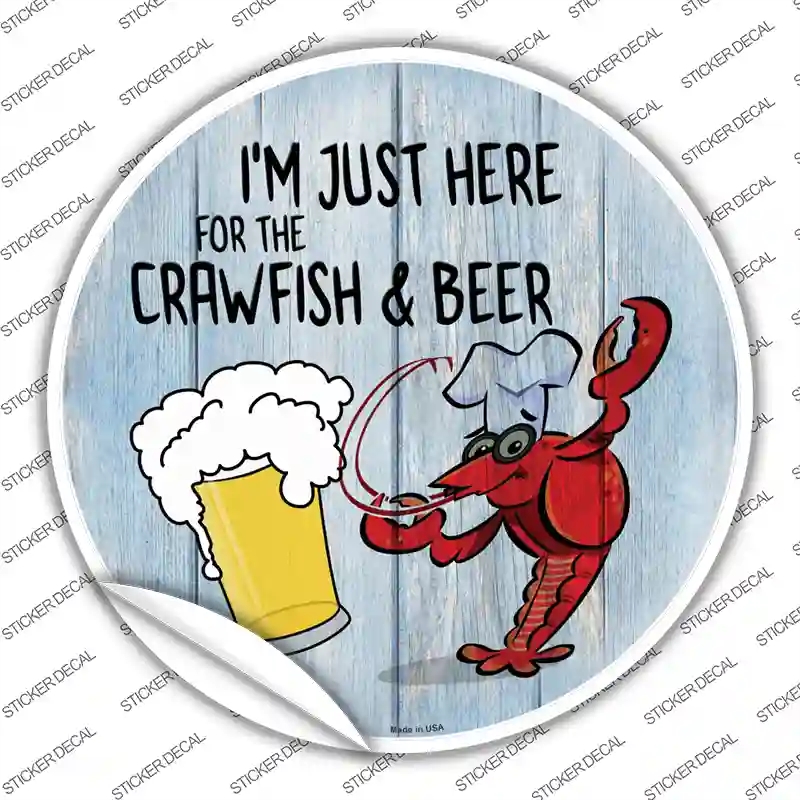 C-1656s-XL Crawfish & Beer Novelty Circle Sticker Decal - Extra Large