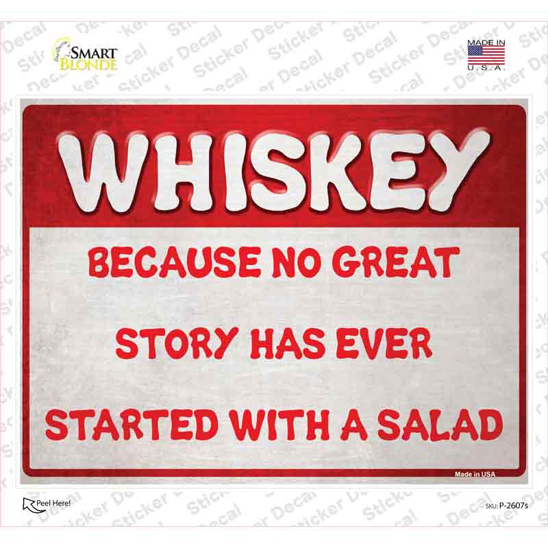 P-2607s-M Whiskey & A Great Story Novelty Rectangle Sticker Decal - Medium