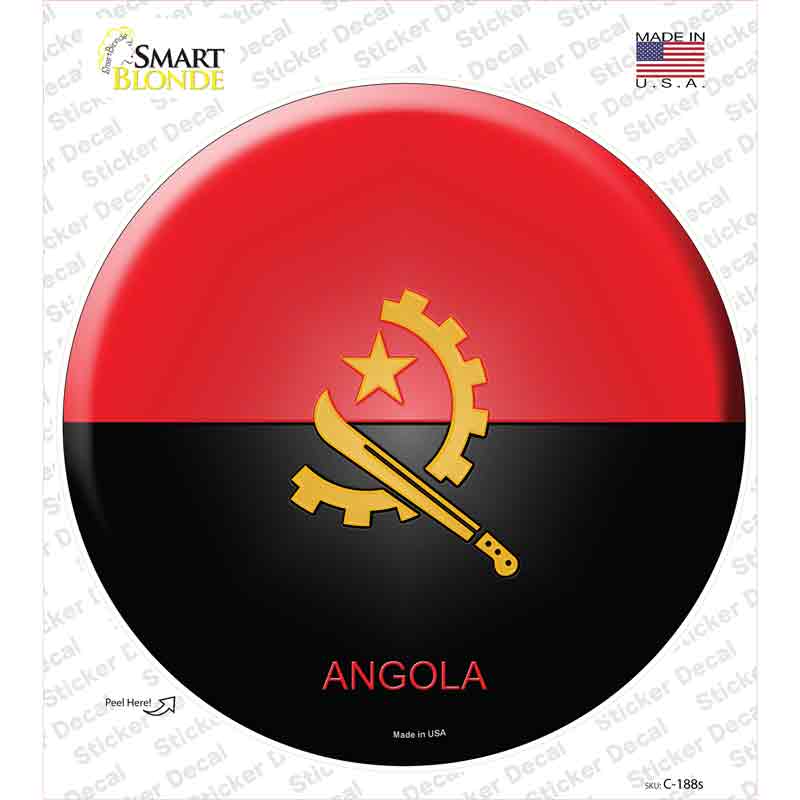 C-188s-M Angola Country Novelty Circle Sticker Decal - Medium