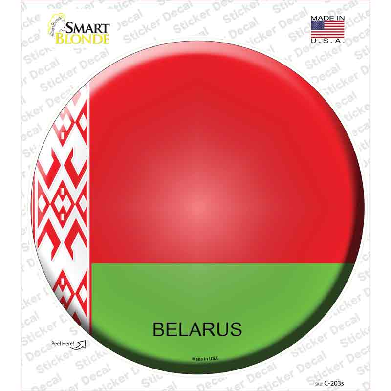 C-203s-M Belarus Country Novelty Circle Sticker Decal - Medium