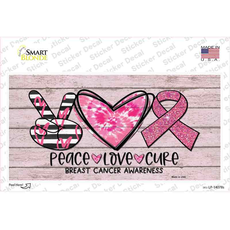 LP-14078s-M Peace Love Cure Novelty Sticker Decal - Medium