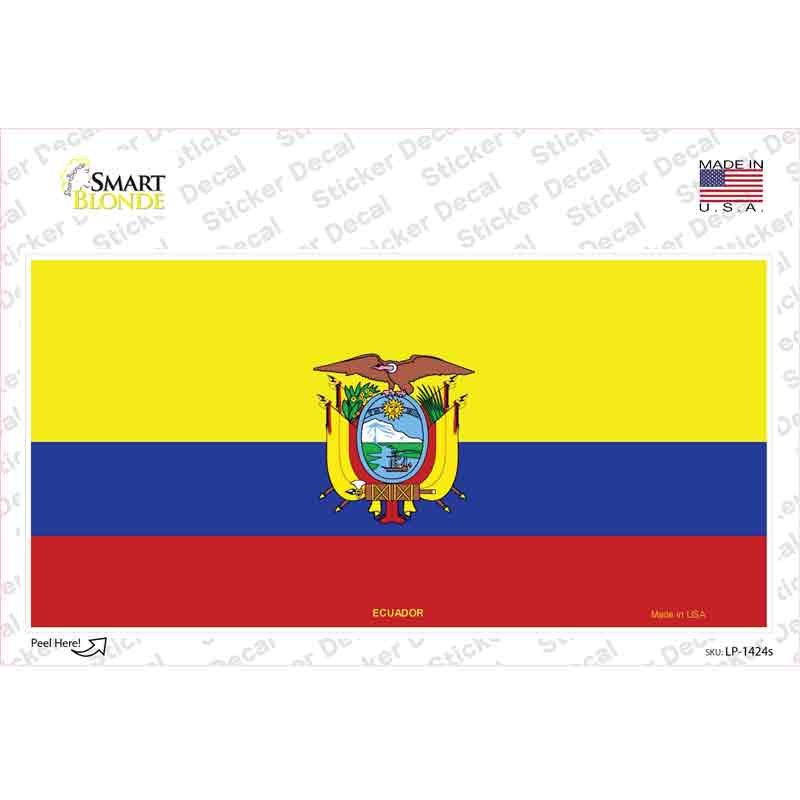 LP-1424s-M Ecuador Flag Novelty Sticker Decal - Medium