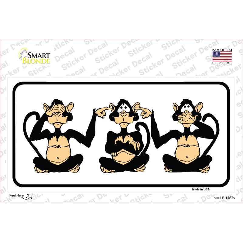 LP-1462s-M See Hear Speak Monkey Novelty Sticker Decal - Medium