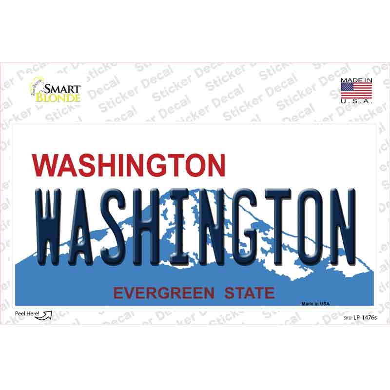 LP-1476s-M Washington State Background Novelty Sticker Decal - Medium