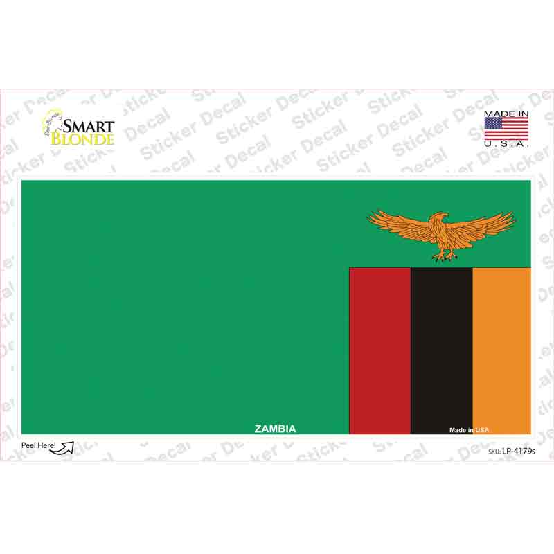 LP-4179s-M Zambia Flag Novelty Sticker Decal - Medium