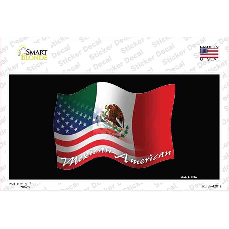 LP-4201s-M Mexican American Flag Novelty Sticker Decal - Medium