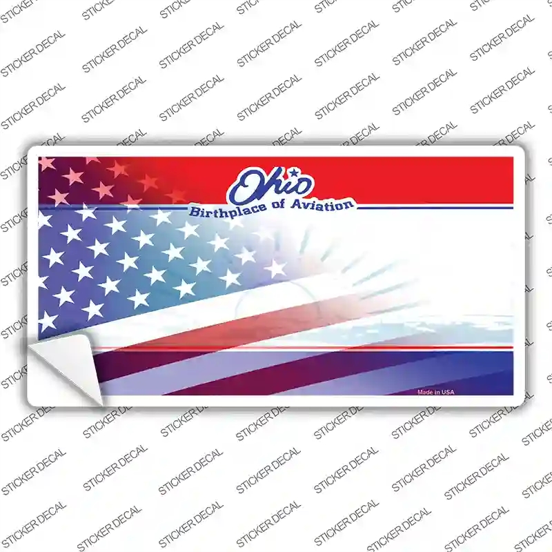 LP-12364s-S Ohio with American Flag Novelty Sticker Decal - Small