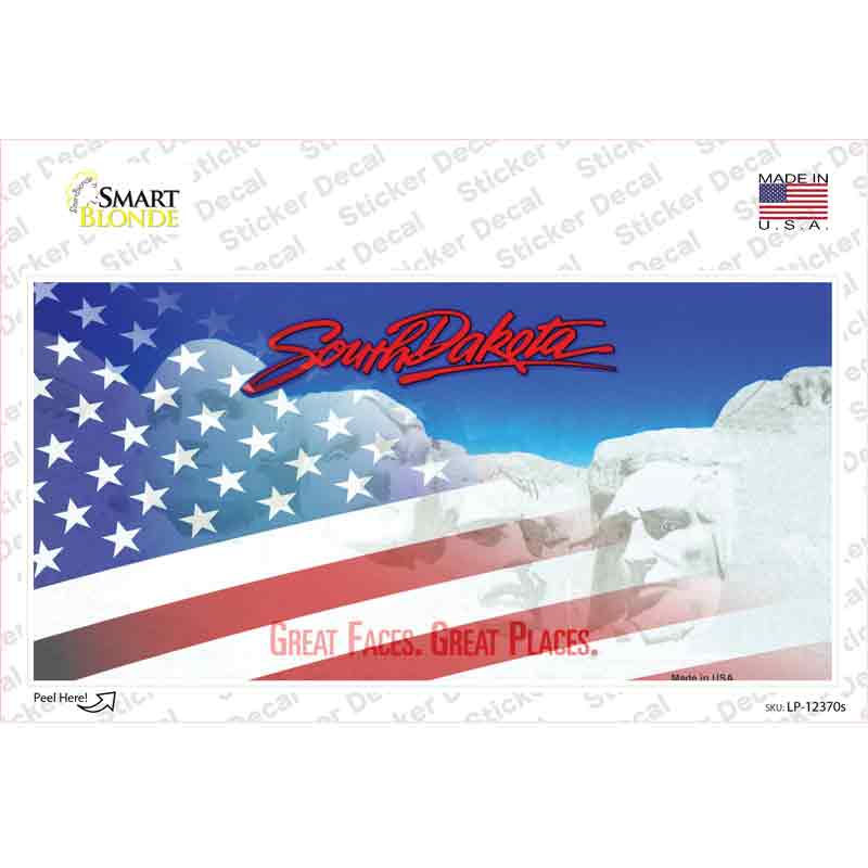 LP-12370s-M South Dakota with American Flag Novelty Sticker Decal - Medium