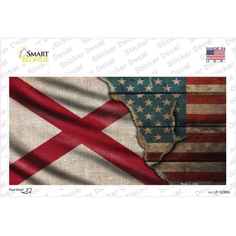 LP-12380s-M Alabama & American Flag Novelty Sticker Decal - Medium