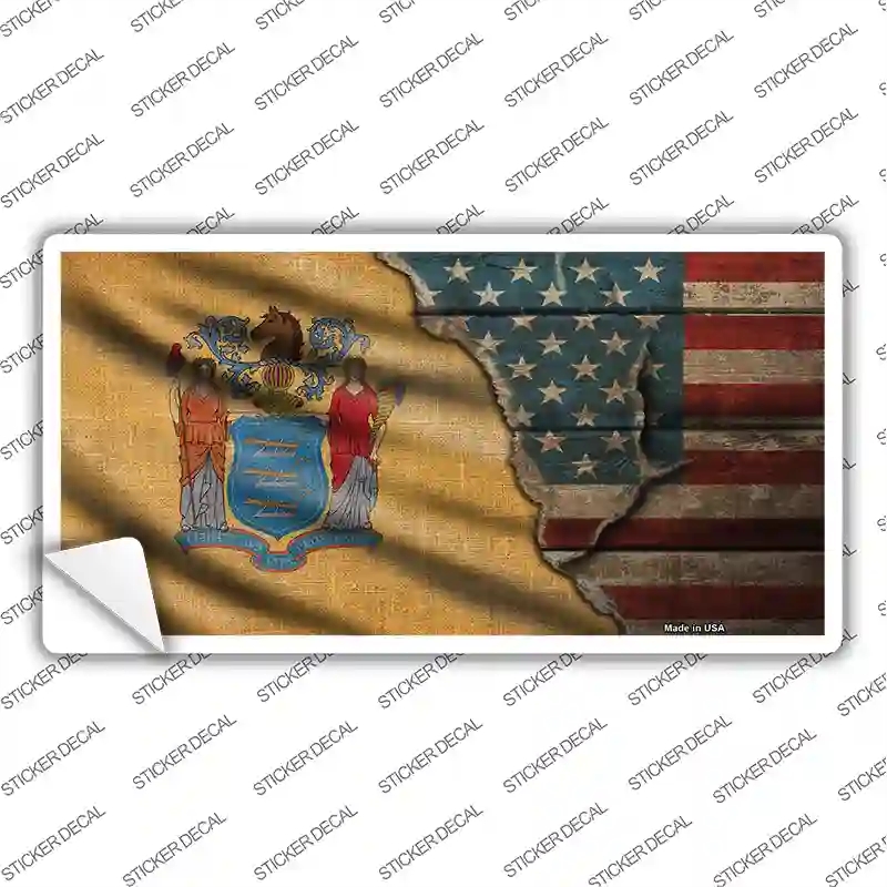 LP-12409s-S   Jersey & American Flag Novelty Sticker Decal - Small
