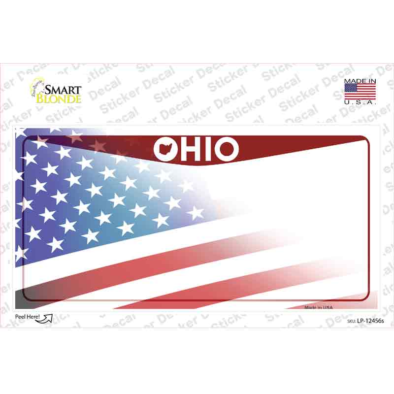 LP-12456s-M Ohio State American Flag Novelty Sticker Decal - Medium