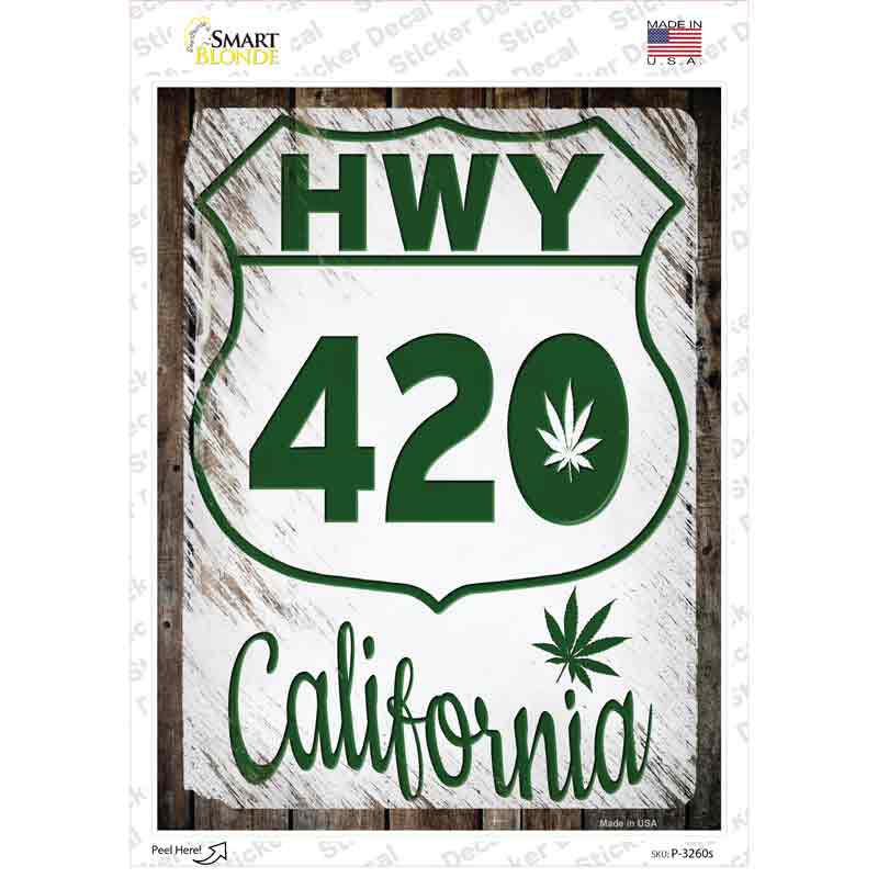P-3260s-M HWY 420 California Novelty Rectangle Sticker Decal - Medium