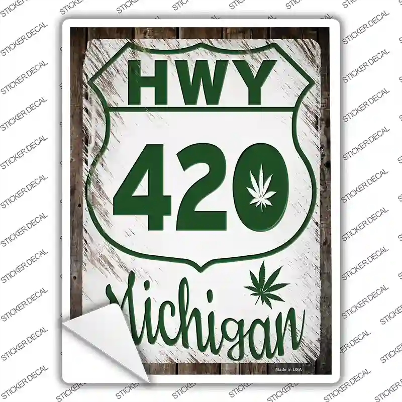 P-3277s-S HWY 420 Michigan Novelty Rectangle Sticker Decal - Small