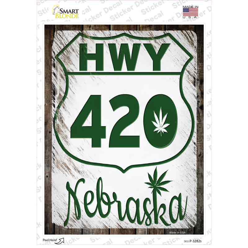 P-3282s-M HWY 420 Nebraska Novelty Rectangle Sticker Decal - Medium