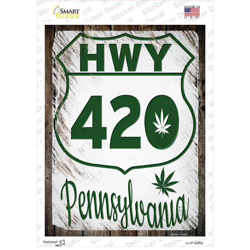 P-3293s-M HWY 420 Pennsylvania Novelty Rectangle Sticker Decal - Medium