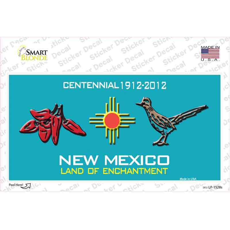LP-1528s-M Red Chili & Road Runner   Mexico Teal Novelty Sticker Decal - Medium