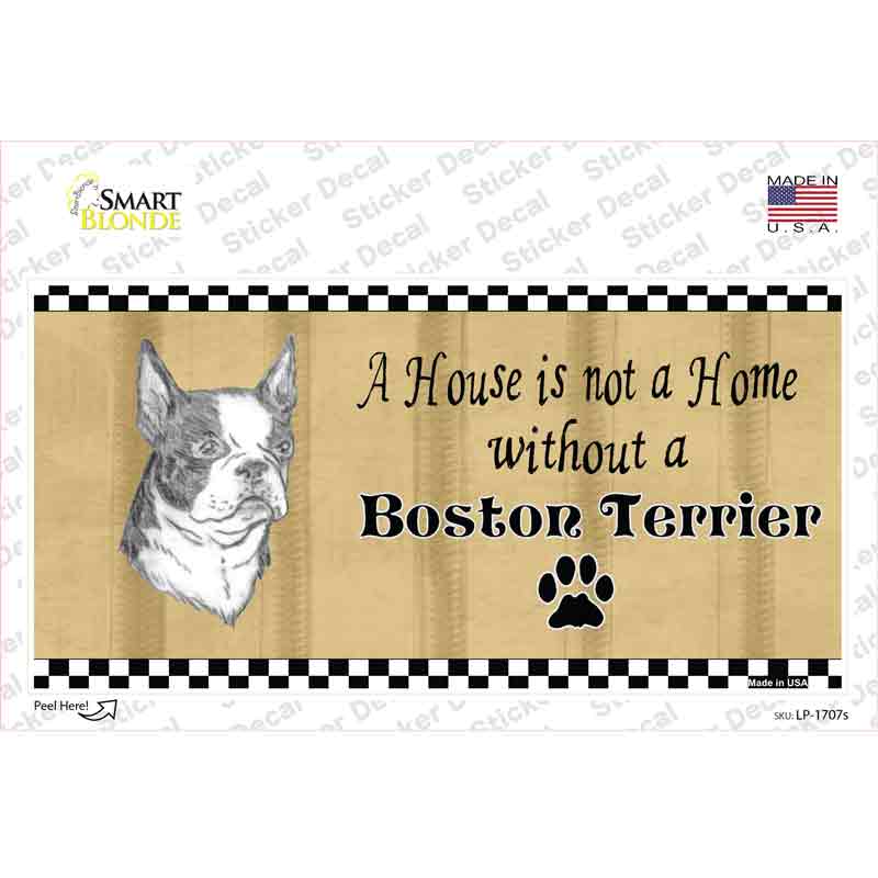 LP-1707s-M Pencil Sketch Boston Terrier Novelty Sticker Decal - Medium