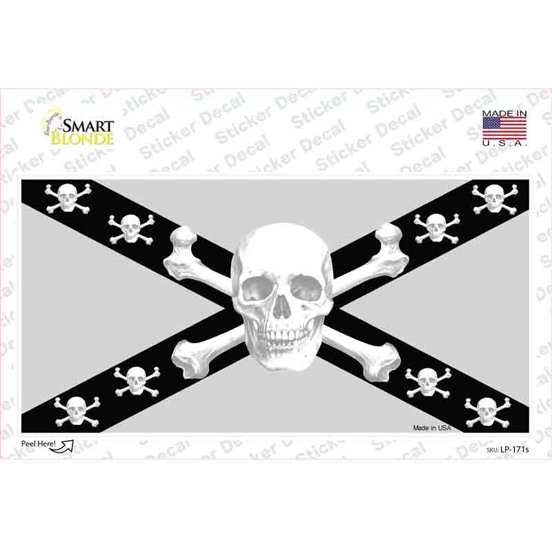 LP-171s-M Skull Black & Silver Novelty Sticker Decal - Medium