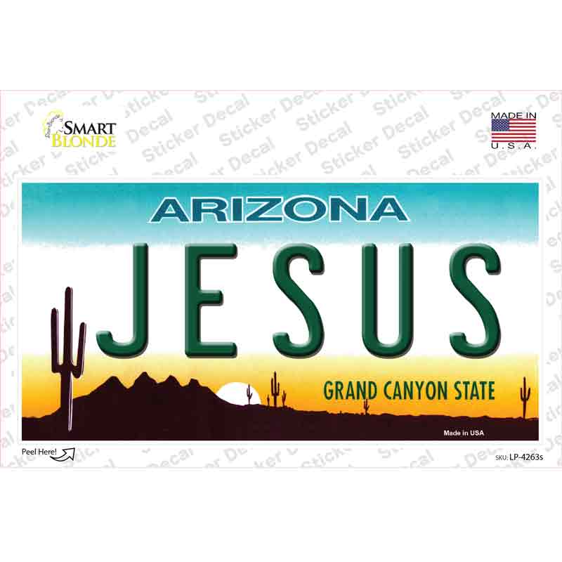 LP-4263s-M Jesus Arizona State Novelty Sticker Decal - Medium