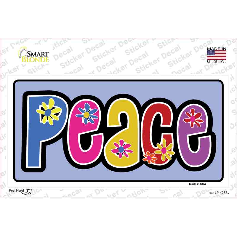 LP-4288s-M Peace & Flowers Novelty Sticker Decal - Medium