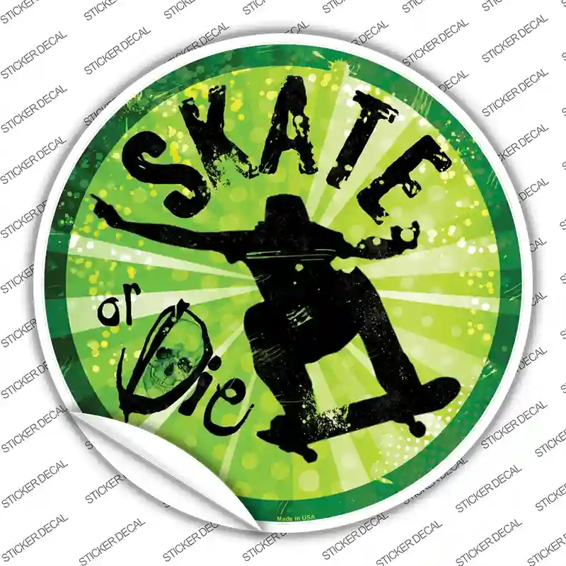 C-590s-S Skate or Die Novelty Circle Sticker Decal - Small