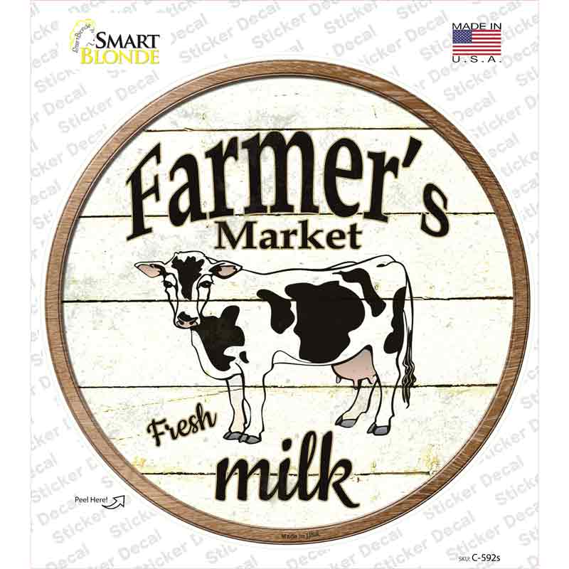 C-592s-M Farmers Market Milk Novelty Circle Sticker Decal - Medium