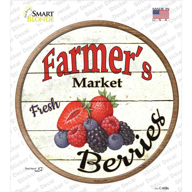 C-608s-M Farmers Market Berries Novelty Circle Sticker Decal - Medium