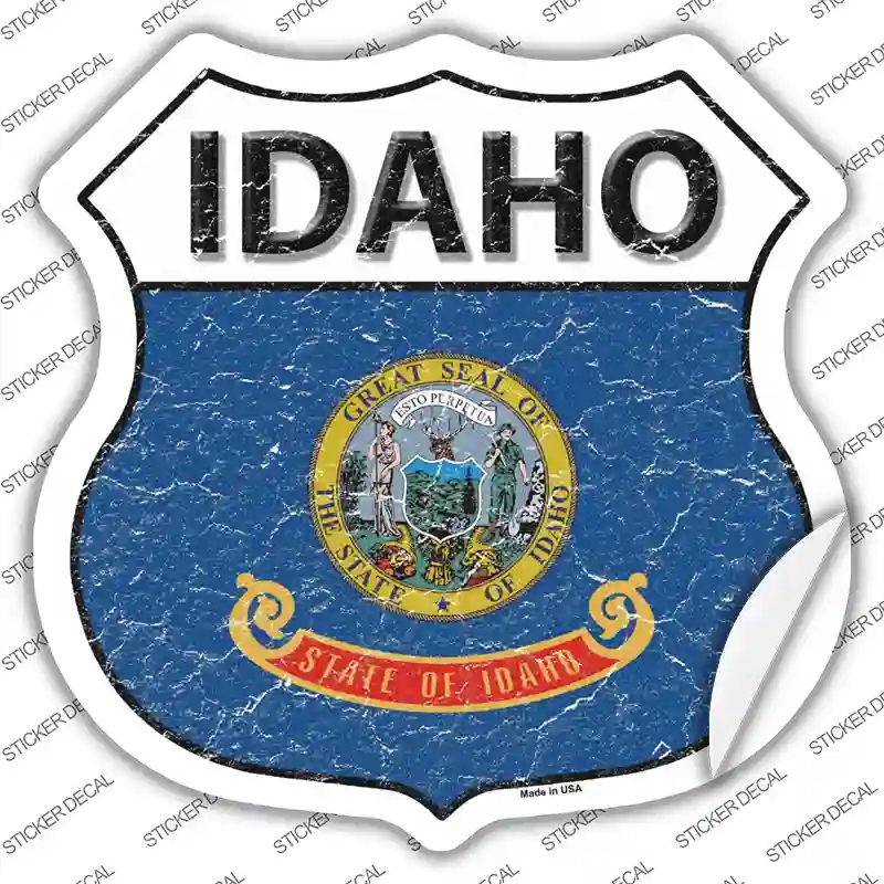 HS-120s-L Idaho Flag Novelty Highway Shield Sticker Decal - Large