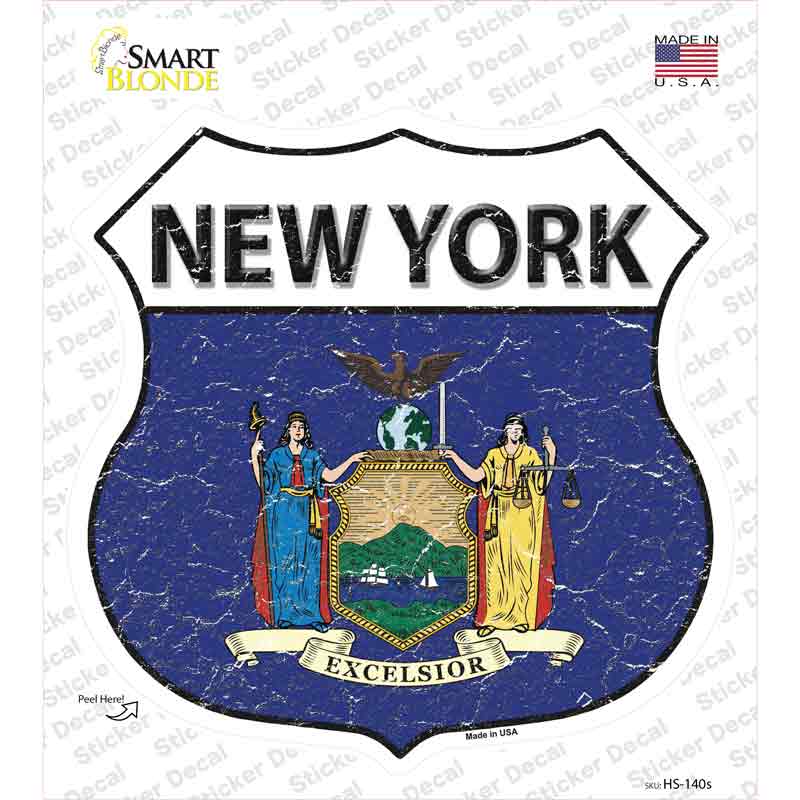 HS-140s-M   York Flag Novelty Highway Shield Sticker Decal - Medium