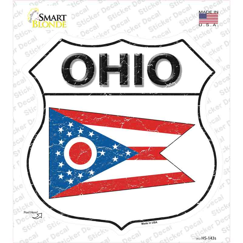 HS-143s-M Ohio Flag Novelty Highway Shield Sticker Decal - Medium