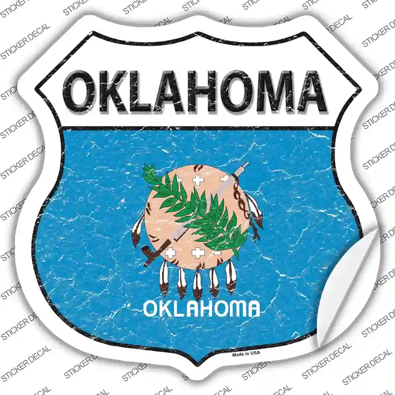 HS-144s-XL Oklahoma Flag Novelty Highway Shield Sticker Decal - Extra Large