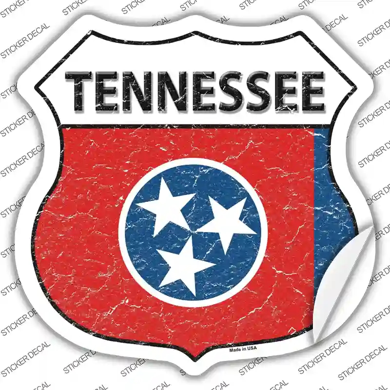 HS-150s-S Tennessee Flag Novelty Highway Shield Sticker Decal - Small