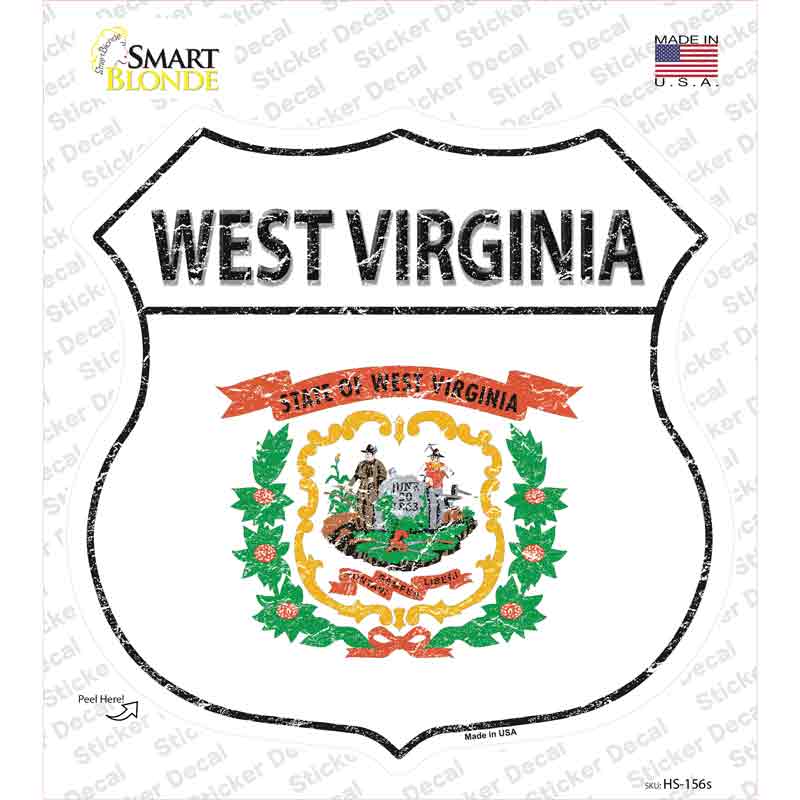 HS-156s-M West Virginia Flag Novelty Highway Shield Sticker Decal - Medium