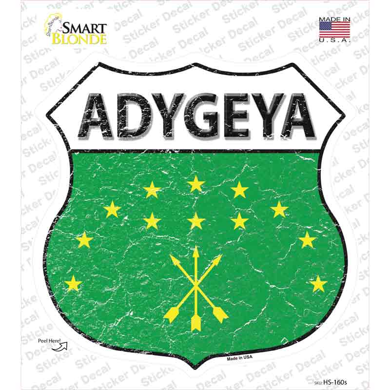 HS-160s-M Adygea Flag Novelty Highway Shield Sticker Decal - Medium