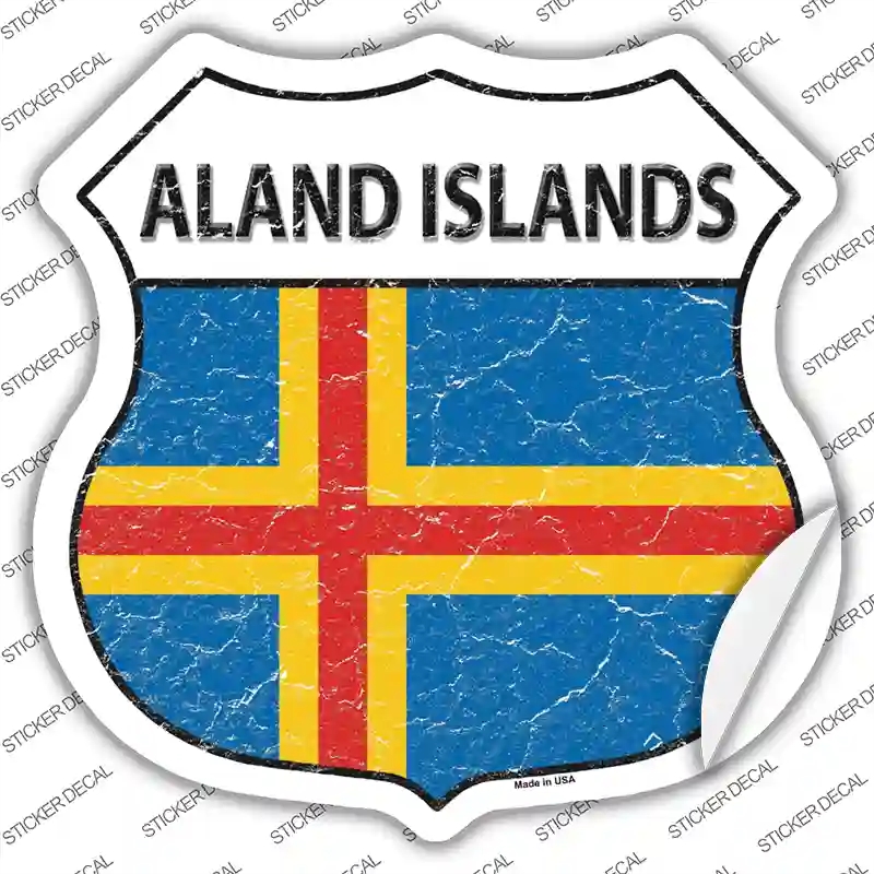 HS-162s-S Aland Islands Flag Novelty Highway Shield Sticker Decal - Small