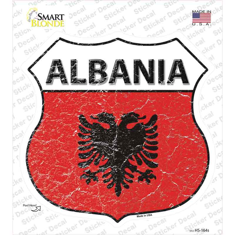 HS-164s-M Albania Flag Novelty Highway Shield Sticker Decal - Medium