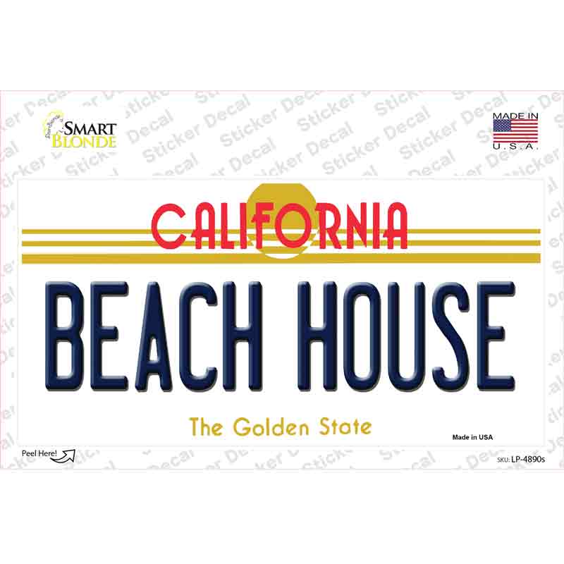 LP-4890s-M Beach House California Novelty Sticker Decal - Medium