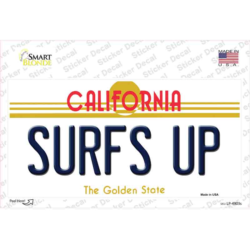 LP-4903s-M Surfs Up California Novelty Sticker Decal - Medium