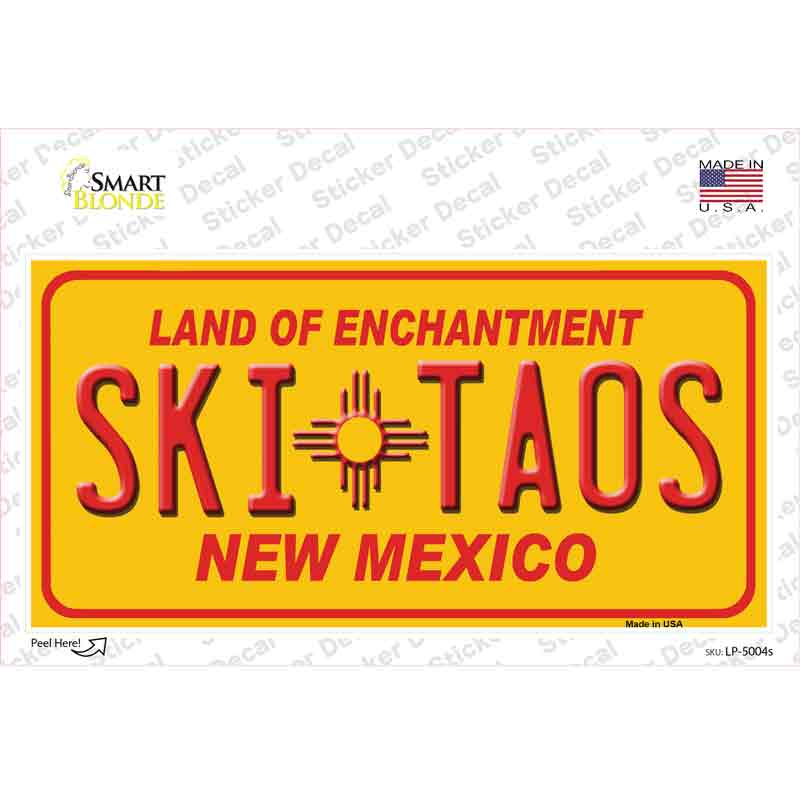 LP-5004s-M Ski Taos Yellow   Mexico Novelty Sticker Decal - Medium