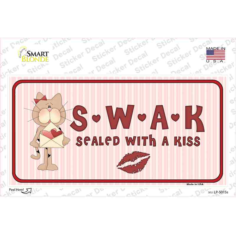 LP-5015s-M Sealed with A Kiss Kitty Novelty Sticker Decal - Medium